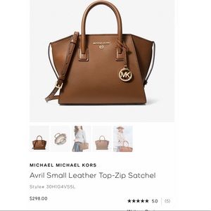 Michael Kors New Avril Small Leather Top-Zip Satchel
